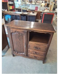 BUFFET BOIS MOULURÉ 1 PORTE 1 NICHE 3 TIROIRS STYLE REGENCE