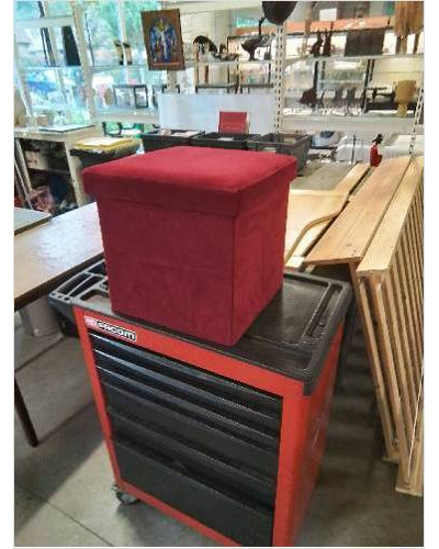 POUF COFFRE ROUGE 