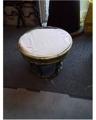 TABOURET ROND ROTIN VERT...