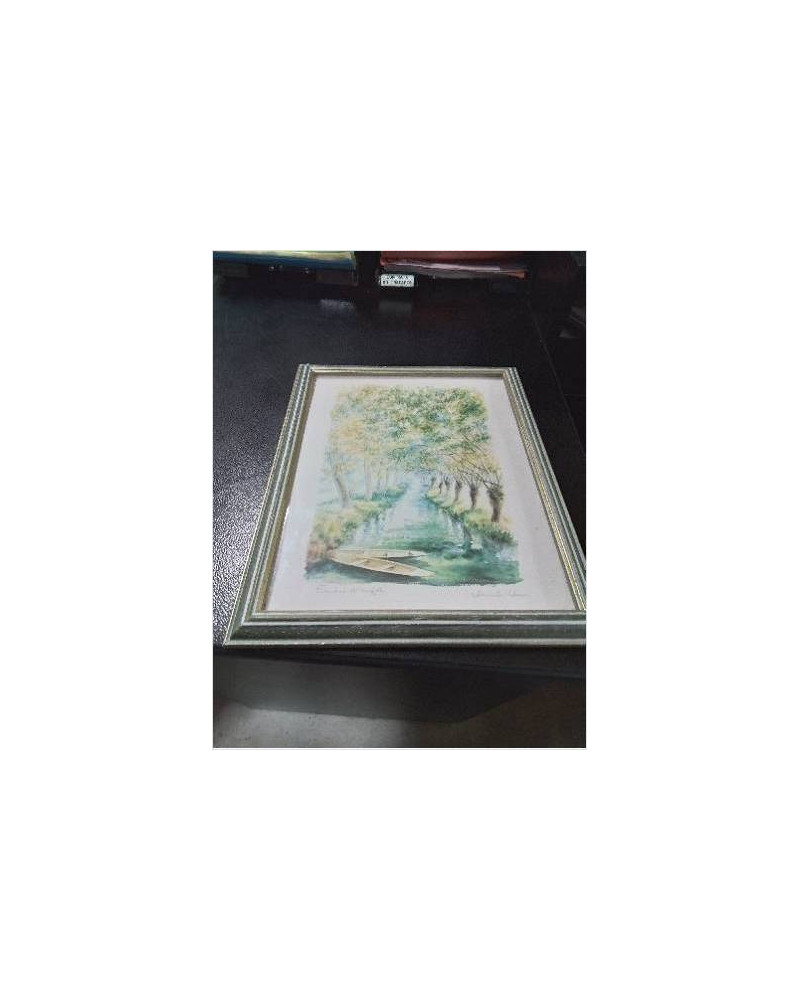 AQUARELLE CONCHES ET RIGOLES DANIELLE LEBEAU XXE