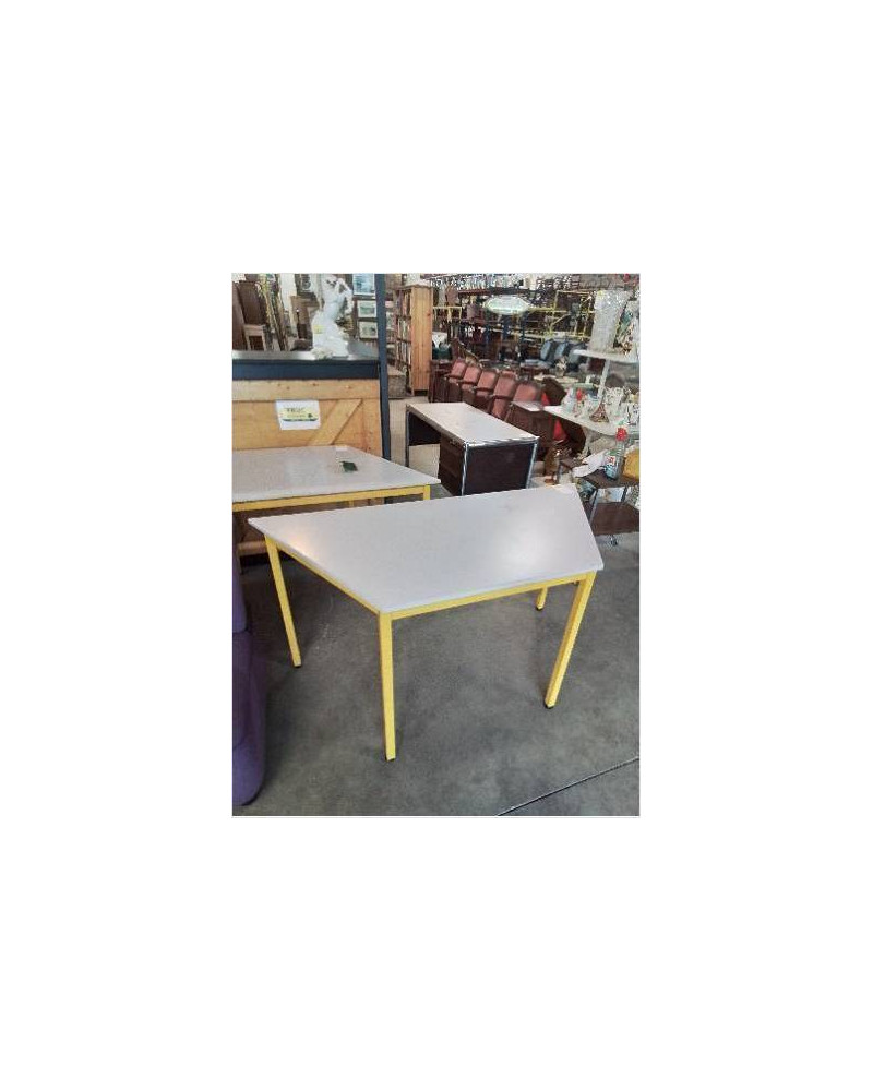 TABLE DE BUREAU PIÈTEMENT MÉTAL JAUNE PLATEAU BOIS BLANC