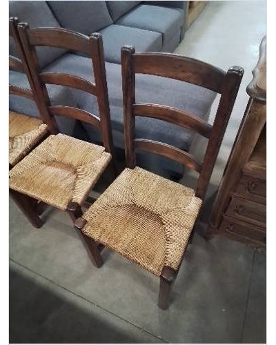 6 CHAISES BOIS PAILLE A ENTRETOISE DOSSIER 3 BARREAUX 