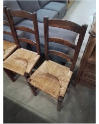 6 CHAISES BOIS PAILLE A ENTRETOISE DOSSIER 3 BARREAUX 