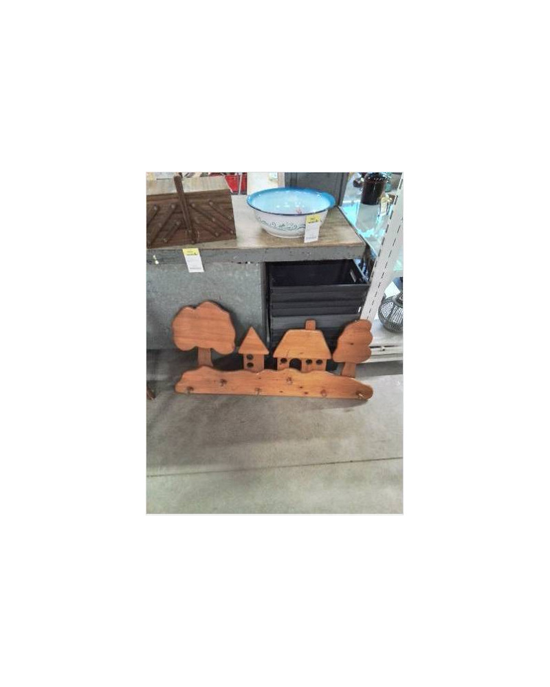PORTE MANTEAU MURAL AUX MAISONS ET ARBRES 6 PATÈRES 