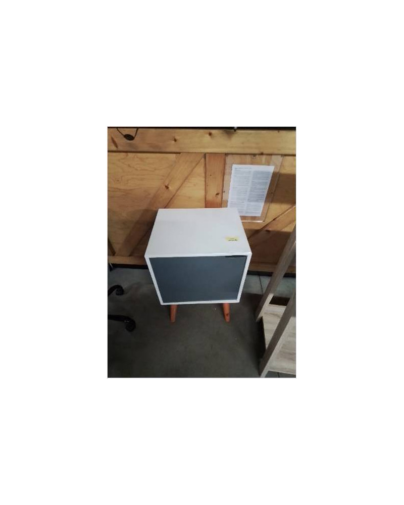 CAISSON BOIS BLANC 1 PORTE GRIS PIEDS BOIS CLAIR