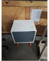 CAISSON BOIS BLANC 1 PORTE GRIS PIEDS BOIS CLAIR