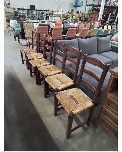 6 CHAISES BOIS PAILLE A...