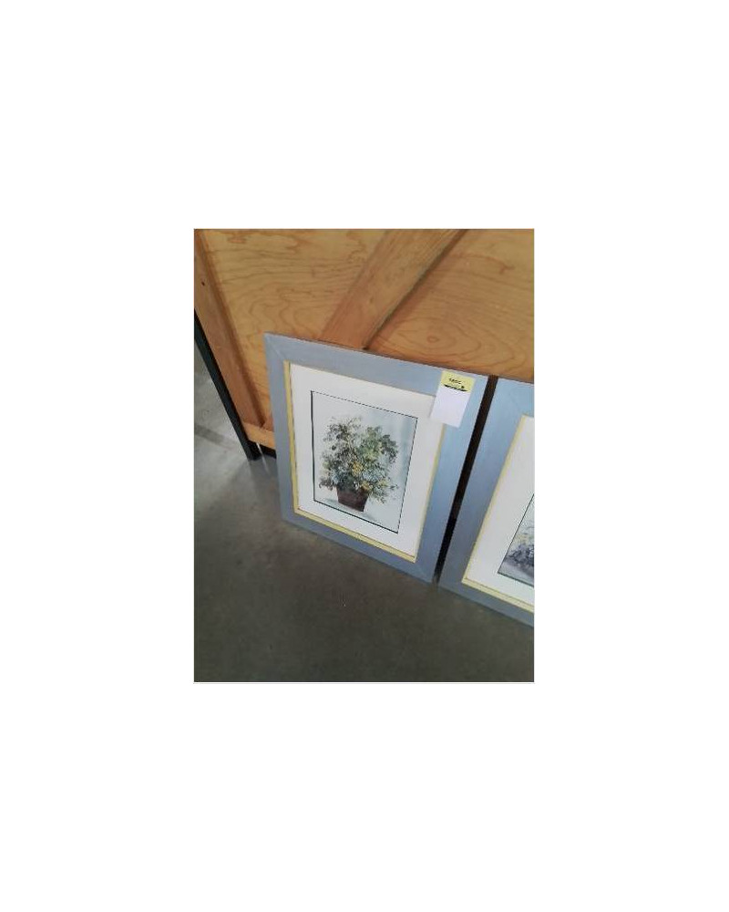 GRAVURE BOUQUET DE FLEURS CADRE PEINT GRIS