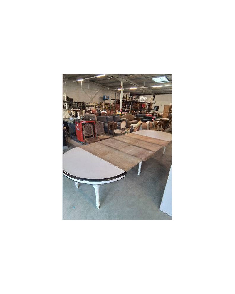 TABLE RONDE 6 PIEDS NAPOLEON III  PEINTE AVEC   4RALLONGES DE 47CM