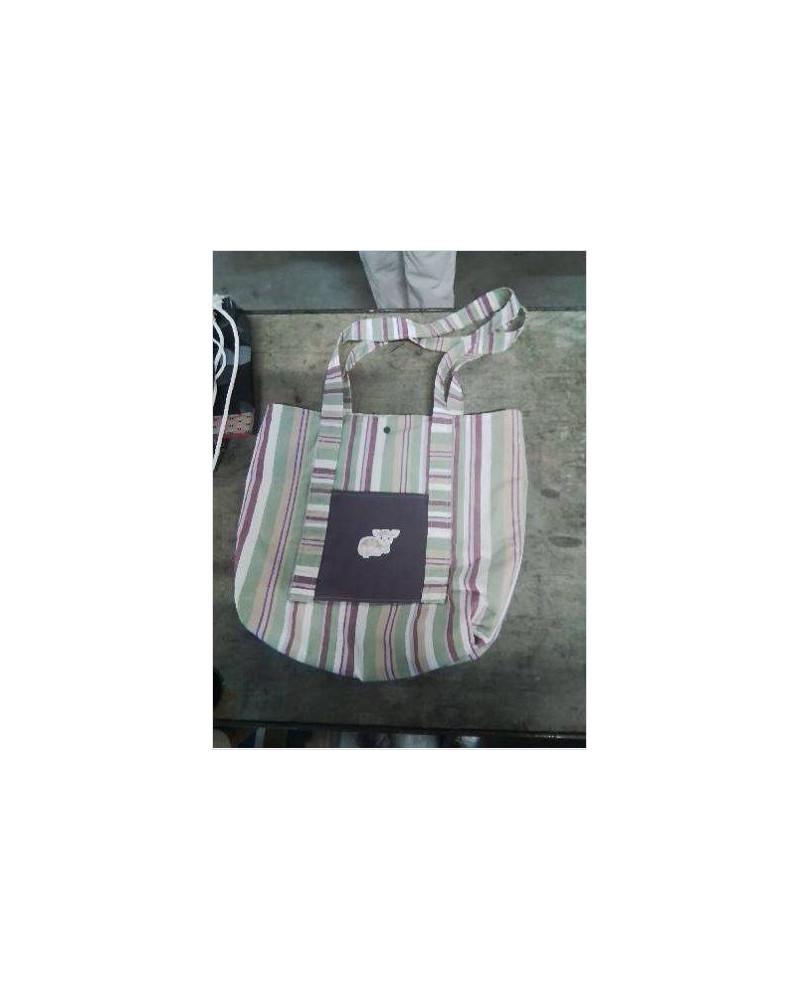 SAC CABA MATELASSÉ A RAYURES VIOLET VERT ECRU 