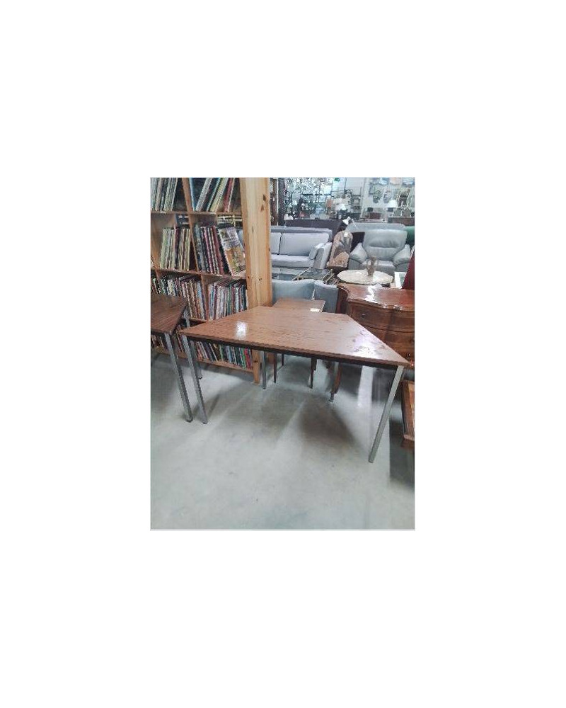 TABLE DE BUREAU FORMICA MARRON PIÈTEMENT MÉTAL CHROMÉ 