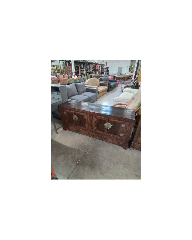 BUFFET BAS BOIS 4 PORTES 3 TIROIRS STYLE ASIATIQUE 