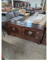 BUFFET BAS BOIS 4 PORTES 3 TIROIRS STYLE ASIATIQUE 