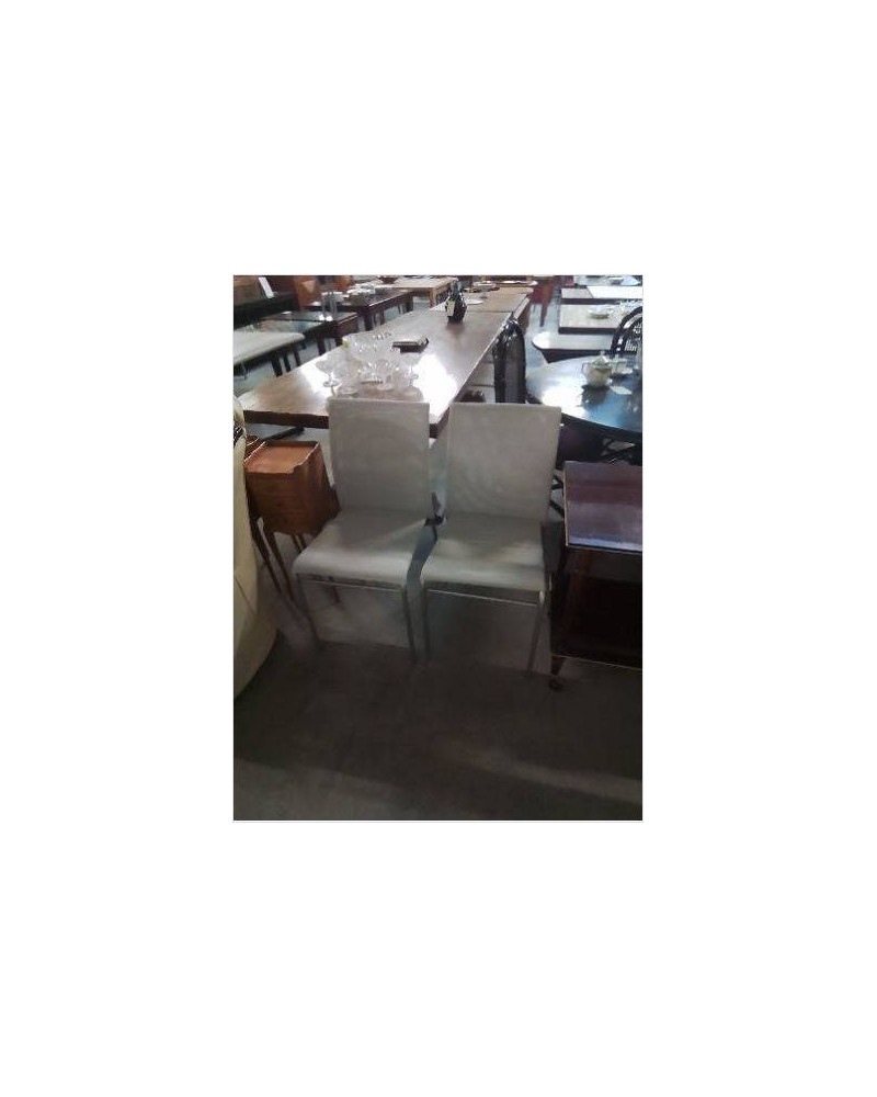 CHAISES DE JARDIN  METAL BROSSE PU GRIS 