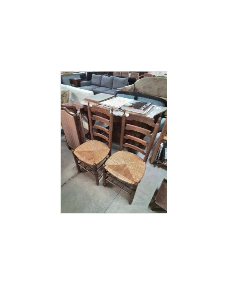  CHAISE BOIS PAILLÉ DOSSIER A TOUPIES 