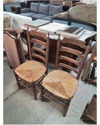  CHAISE BOIS PAILLÉ DOSSIER A TOUPIES 