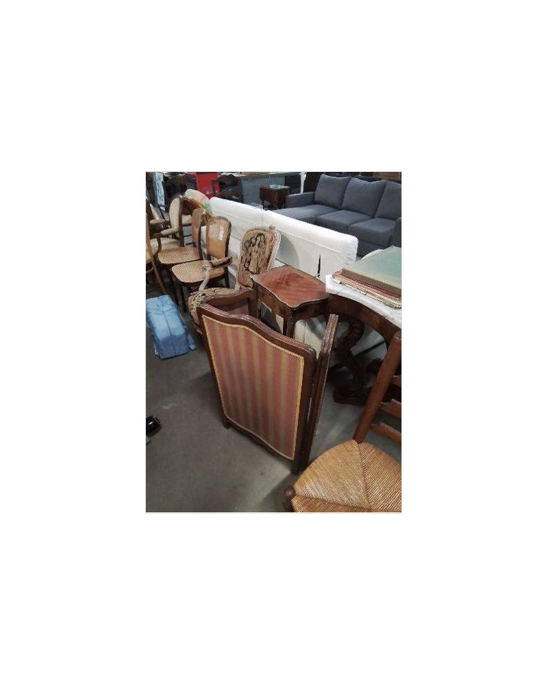 ECRAN CE CHEMINÉE 3 FEUILLES BOIS TISSU VIEUX ROSE