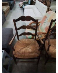 FAUTEUIL DE CHEMINÉE BOIS PAILLÉ DOSSIER MOUSTACHE 