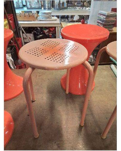 TABOURET MÉTAL ROSE AJOURÉ 
