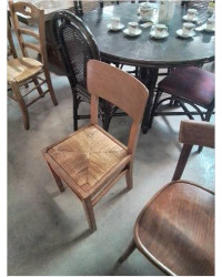 CHAISE BOIS CLAIR PAILLÉ ANNÉES 50