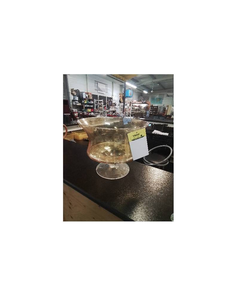 BOUGEOIR VERRE TEINTÉ ORANGE SUR PIEDOUCHE PARTYLITE