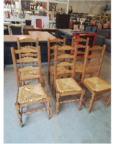 6 CHAISES BOIS CLAIR PAILLÉ...