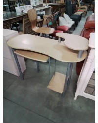 BUREAU INFORMATIQUE MÉTAL GRIS ET BOIS CLAIR 