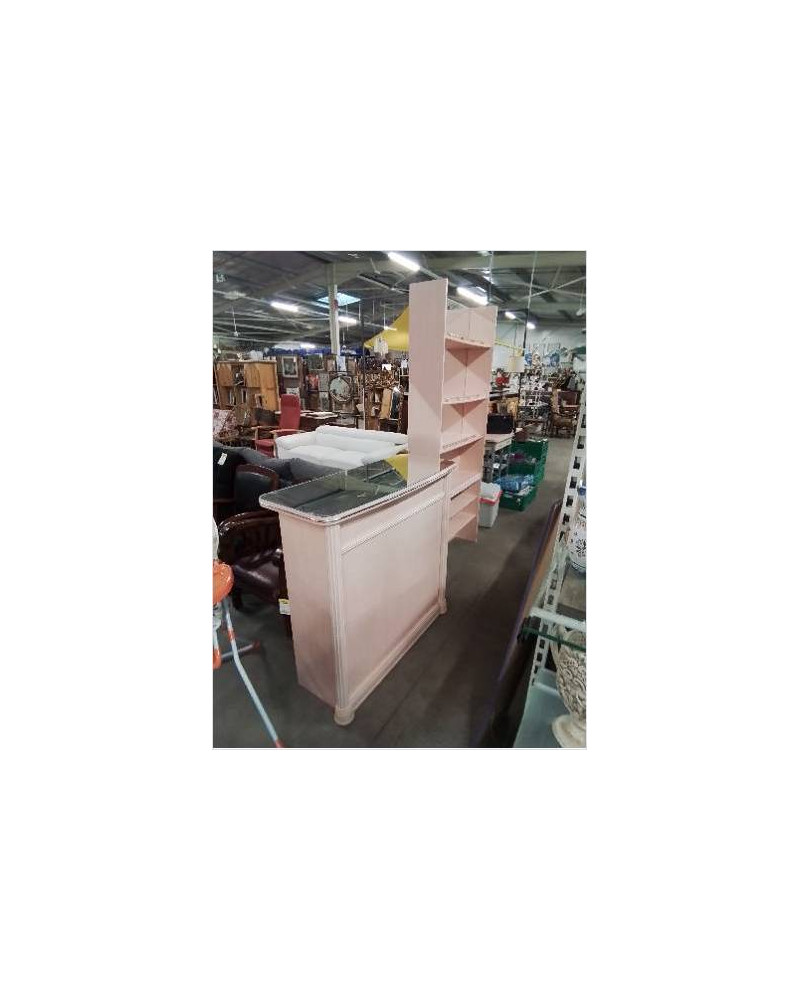 BAR ET ETAGERE A VERRES BOIS PEINT 