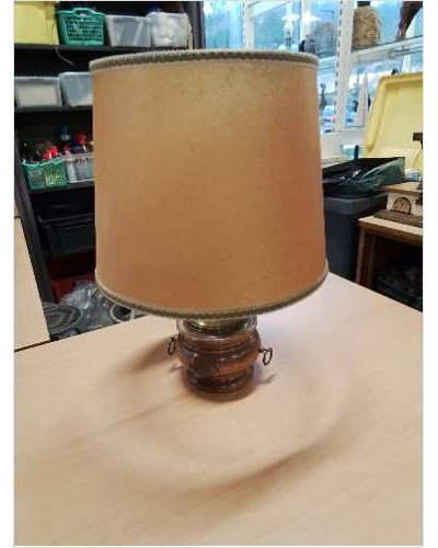 LAMPE BOIS TOURNÉ ET LAITON...