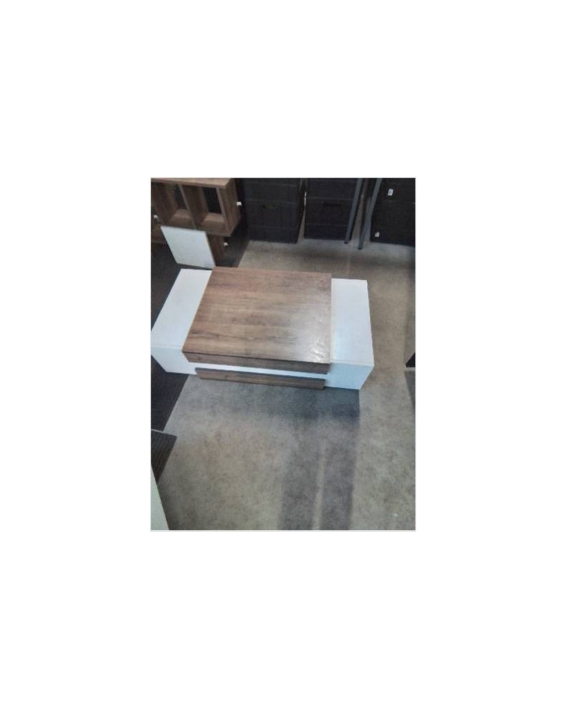 TABLE BASSE RECTANGULAIRE BOIS MARRON ET BLANC 