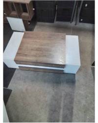 TABLE BASSE RECTANGULAIRE BOIS MARRON ET BLANC 