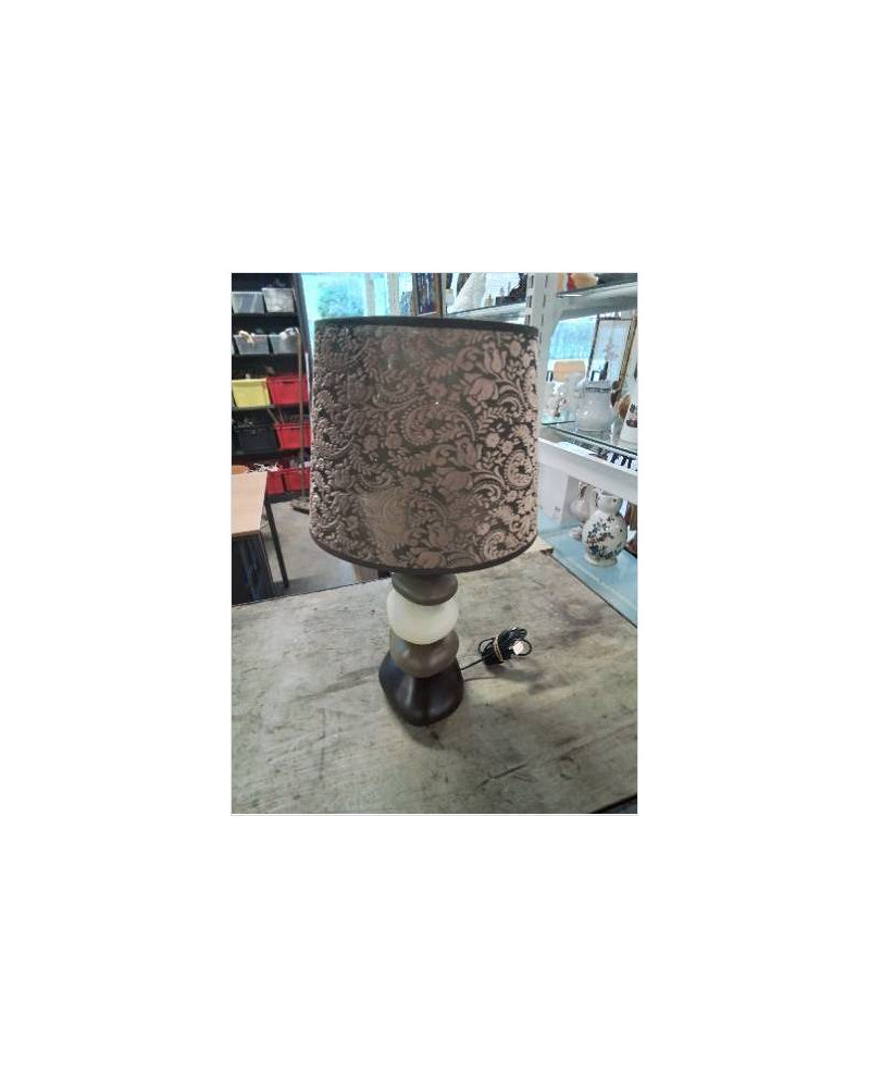 LAMPE GALETS CÉRAMIQUE AJ TISSU FLEURI 