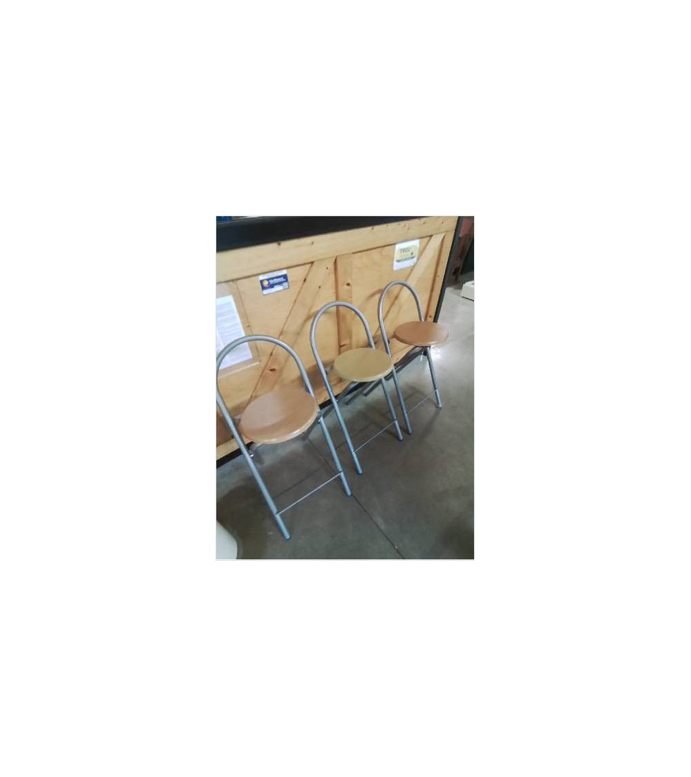 CHAISE PLIANTE MÉTAL GRIS ASSISE BOIS