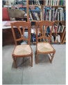 PAIRE DE CHAISES BOIS CLAIR PAILLÉ HAUT  DOSSIER CINTRÉ