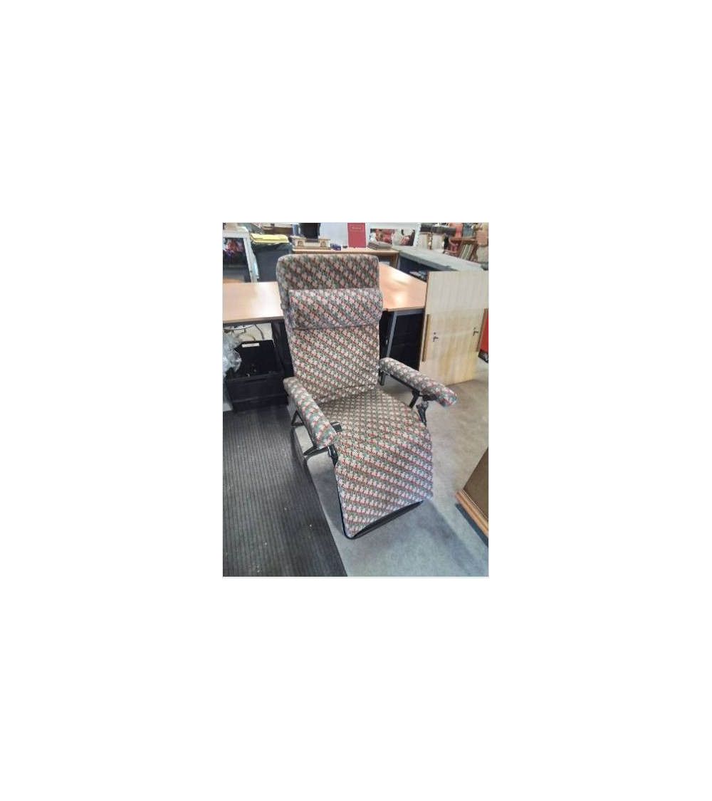 FAUTEUIL RELAX PLIANT LAFUMA MÉTAL NOIR ET TISSU ECRU ROUGE VERT BLEU