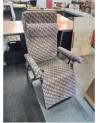 FAUTEUIL RELAX PLIANT LAFUMA MÉTAL NOIR ET TISSU ECRU ROUGE VERT BLEU