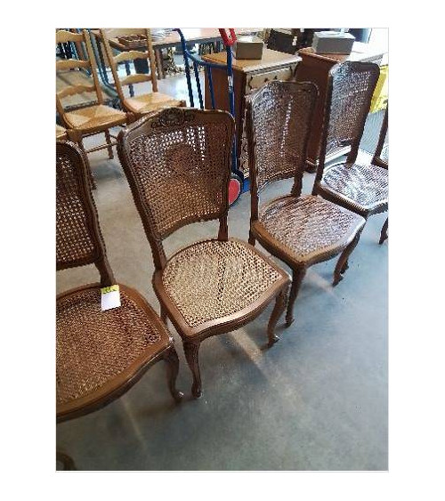 6 CHAISES ASSISE ET DOSSIER CANNÉ STYLE RÉGENCE COQUILLE 