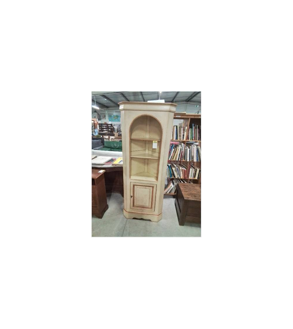 ENCOIGNURE BOIS CERUSE  MOULURÉ 3 NICHES 1 PORTE 