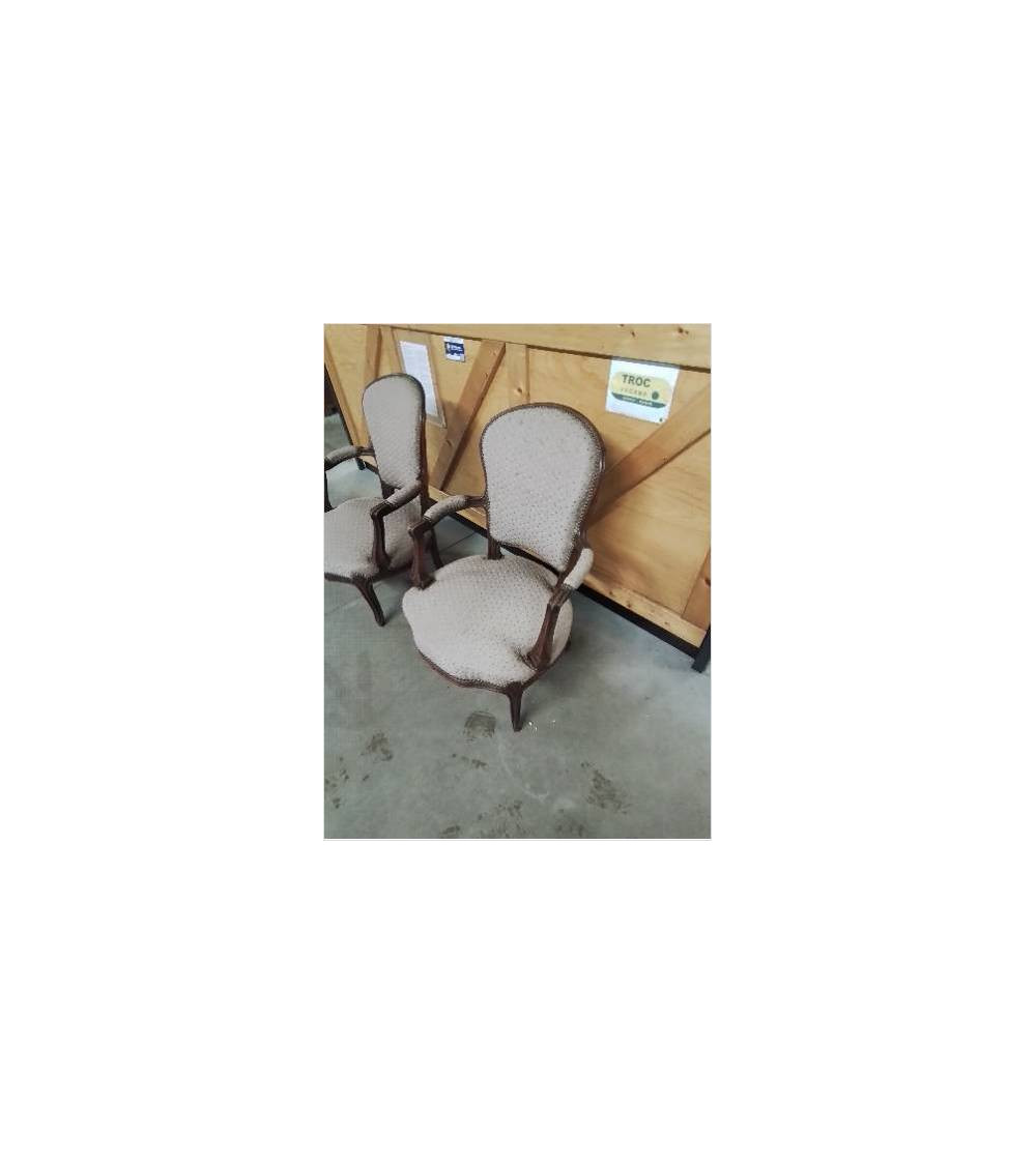 CABRIOLET BOIS ASSISE ET DOSSIER CAPITONNÉ TISSU TAUPE STYLE RÉGENCE 