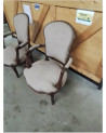 CABRIOLET BOIS ASSISE ET DOSSIER CAPITONNÉ TISSU TAUPE STYLE RÉGENCE 