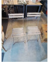 PAIRE DE CHAISES DE JARDIN PLIANTES BOIS ET MÉTAL MILIEU XXE