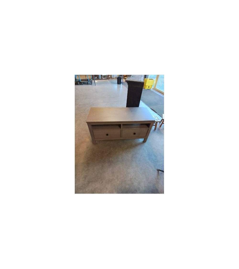 MEUBLE TV BOIS TAUPE 2 TIROIRS 2 NICHES