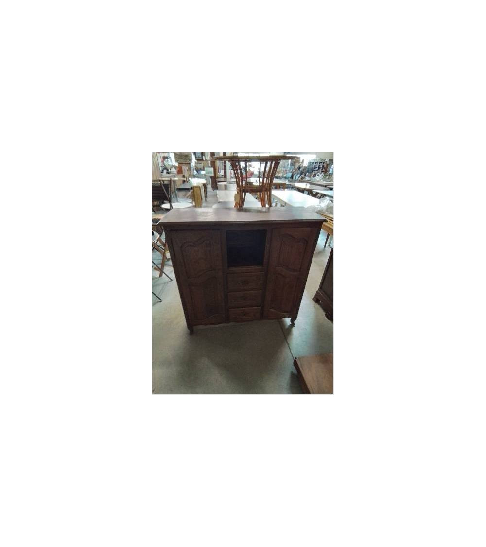 BUFFET BOIS MOULURÉ 2 PORTES 3 TIROIRS 1 NICHE STYLE RÉGENCE 