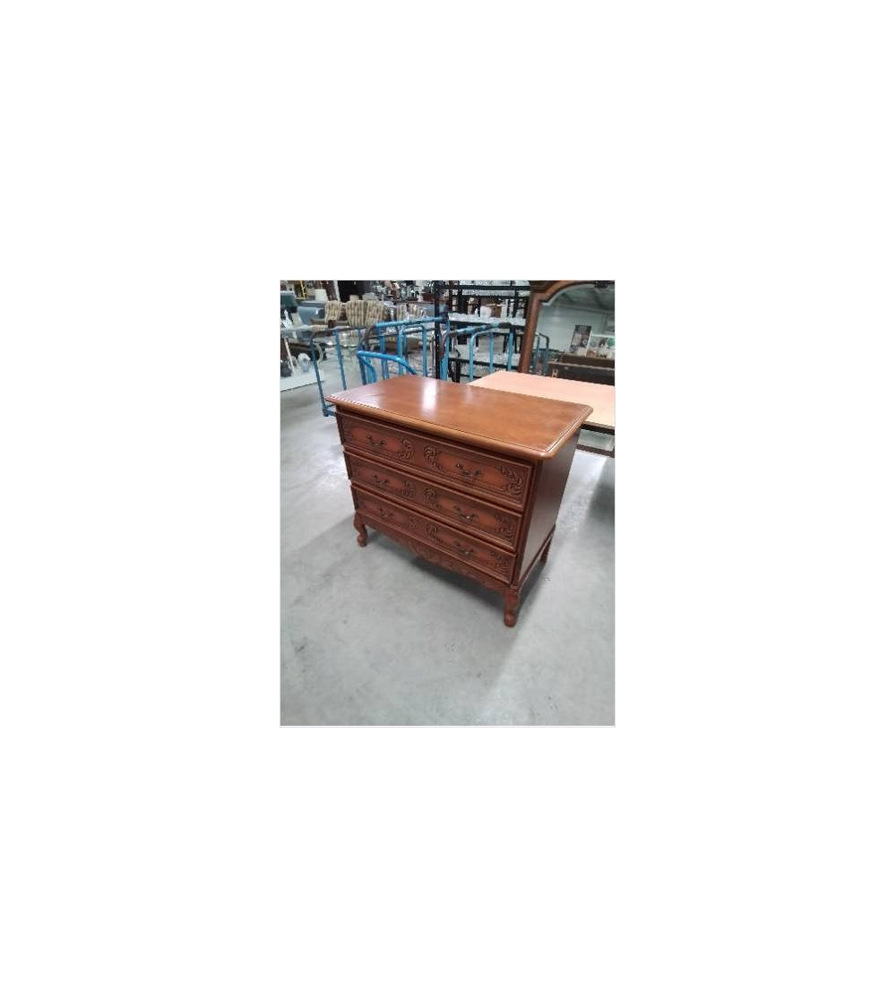 COMMODE BOIS CLAIR 3 TIROIRS STYLE REGENCE COQUILLE 