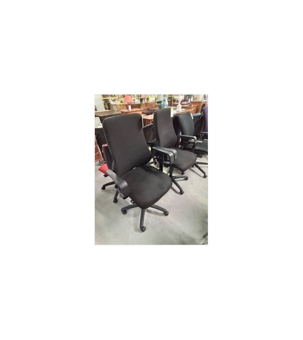 FAUTEUIL DE BUREAU A ROULETTES RÉSINE ET TISSU NOIR DOSSIER RÉGLABLE 