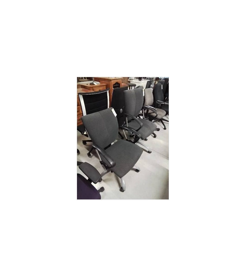 FAUTEUIL DE BUREAU A ROULETTES PIÈTEMENT MÉTAL GRIS ASSISE TISSU GRIS DOSSIER RÉGLABLE 
