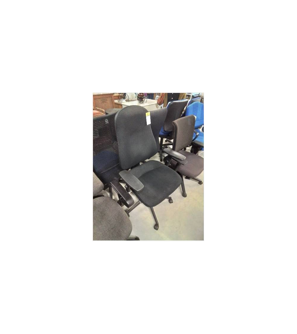 FAUTEUIL DE BUREAU A ROULETTES RÉSINE ET TISSU NOIR DOSSIER RÉGLABLE 