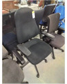 FAUTEUIL DE BUREAU A ROULETTES RÉSINE ET TISSU NOIR DOSSIER RÉGLABLE 