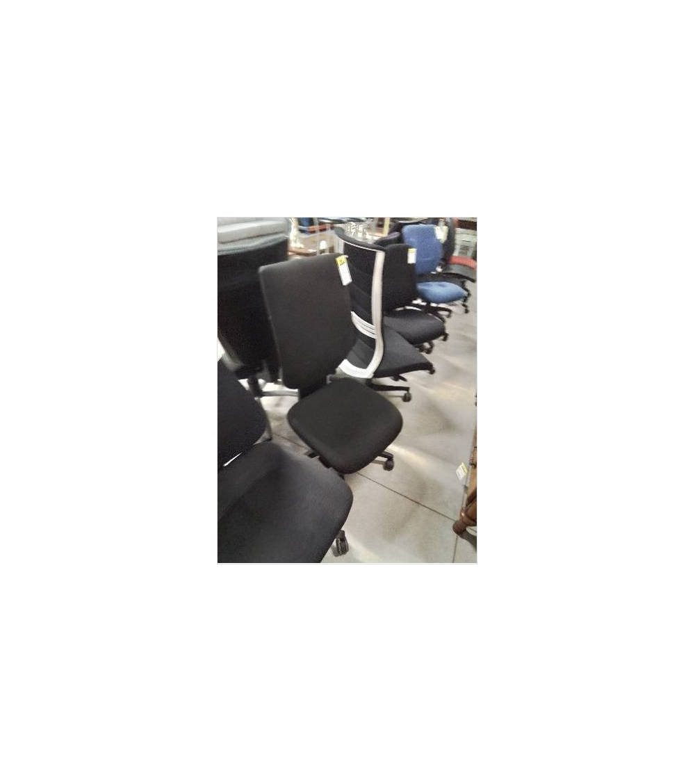 CHAISE DE BUREAU A ROULETTES RÉSINE ET TISSU NOIR 