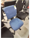 CHAISE DE BUREAU A ROULETTES RÉSINE NOIR ET TISSU BLEU 